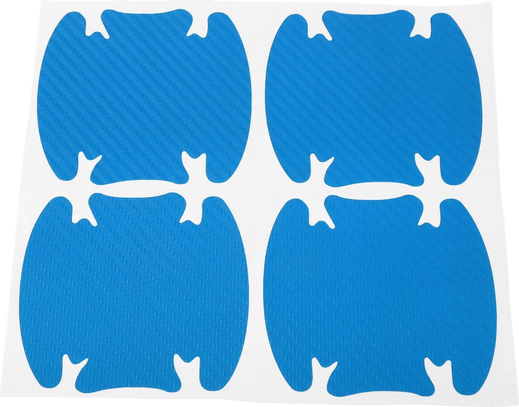 4 Stück Universal Auto Türgriff Schalenabdeckung Klebe Türschutz Türschale 3D Aufkleber Kratzschutz 90x100mm Carbonfaser Muster Blau PVC