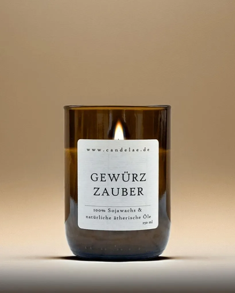 Bougie Gewürzzauber artisanale en cire de soja 250g parfum cannelle
