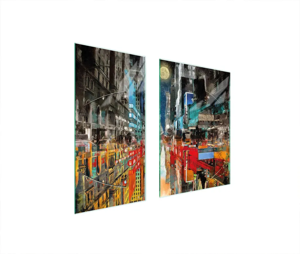 Copri Piano Cottura 75x52 in Vetro Temperato 2 Pezzi City Colorato