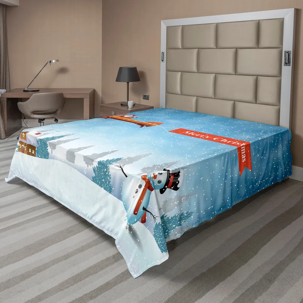 Drap housse de Noël en tissu doux et confortable 244x205cm Multicolore