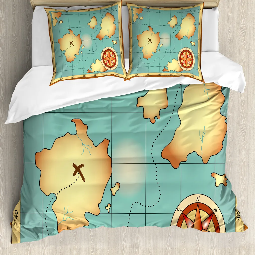 Copripiumino ABAKUHAUS Mappa Isola del Tesoro 155x220 - Stile Vintage