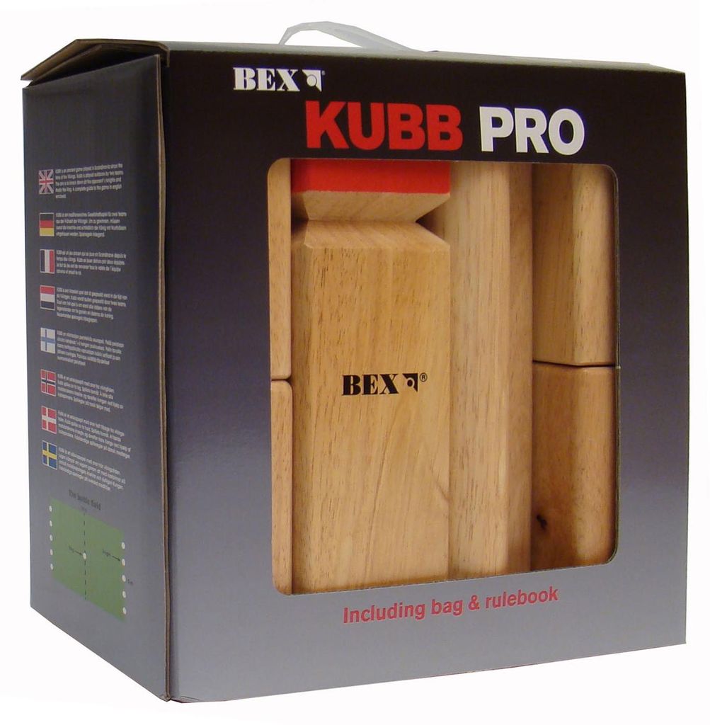 Kubb Pro Rubberholz Roter König - Outdoor Familienspiel aus Holz