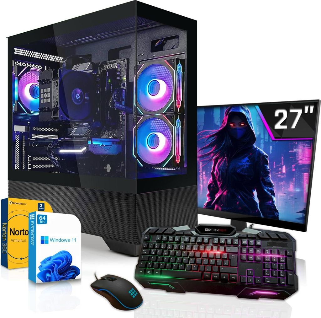 SYSTEMTREFF Gamer Komplett-System - Ryzen 7 7700X - AMD Radeon RX 7900 XT 20GB - 32GB DDR5 - 1TB NVMe - 27 Zoll Monitor - Windows 11 Pro - Desktop PC