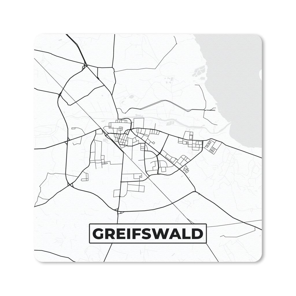MuchoWow Mauspad Mousepad Karte - Greifswald - Stadtplan 30x30 cm - Mousepads - Maus Mat - Pad - Mausunterlage - Gaming