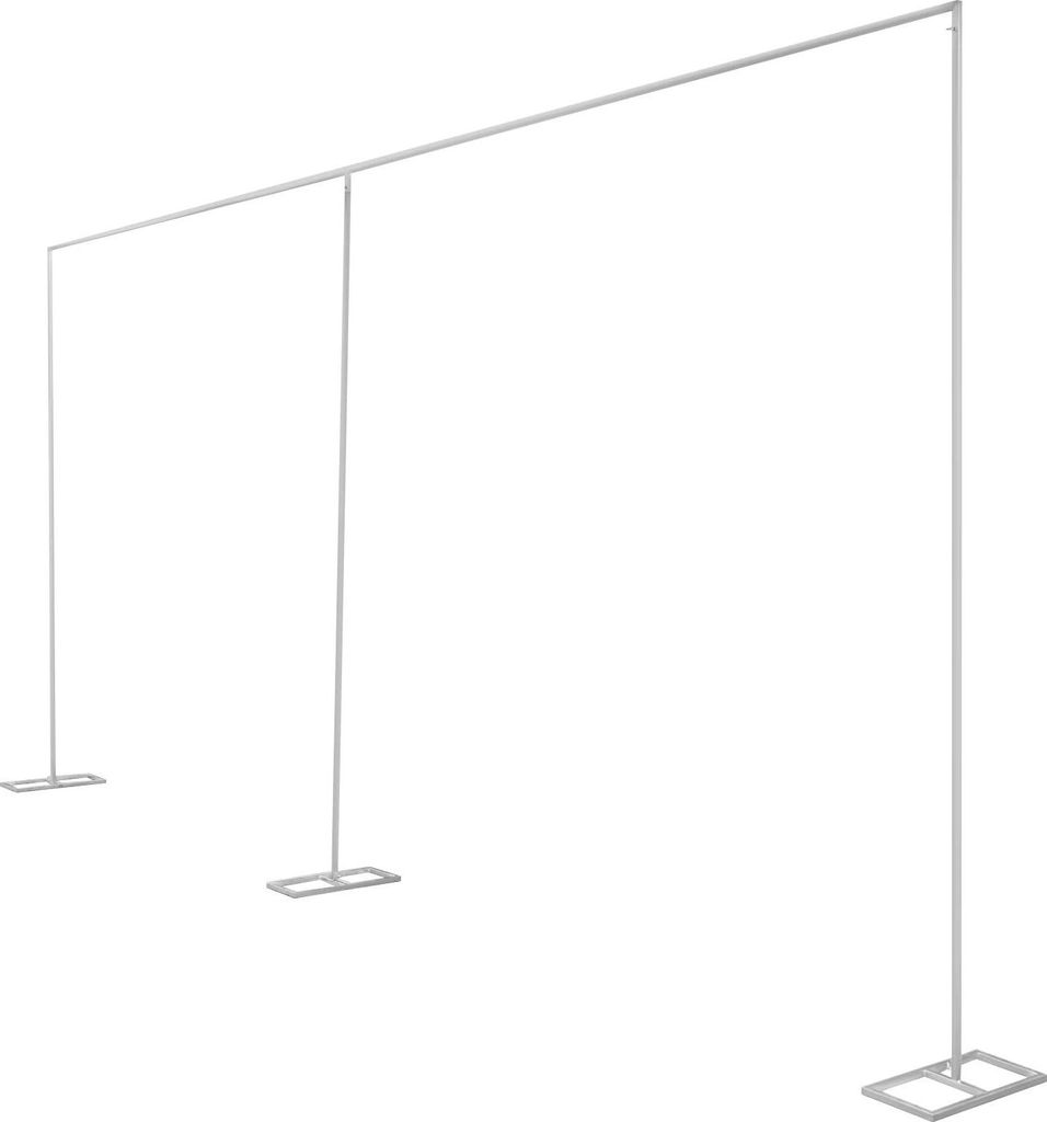 Traubogen - Hintergrundrahmen 6 × 3 m - Freistehend - Verzinkte Eisenrohre - Mit Bodenplatten - Für Hochzeit, Party & Fotobox - Silber