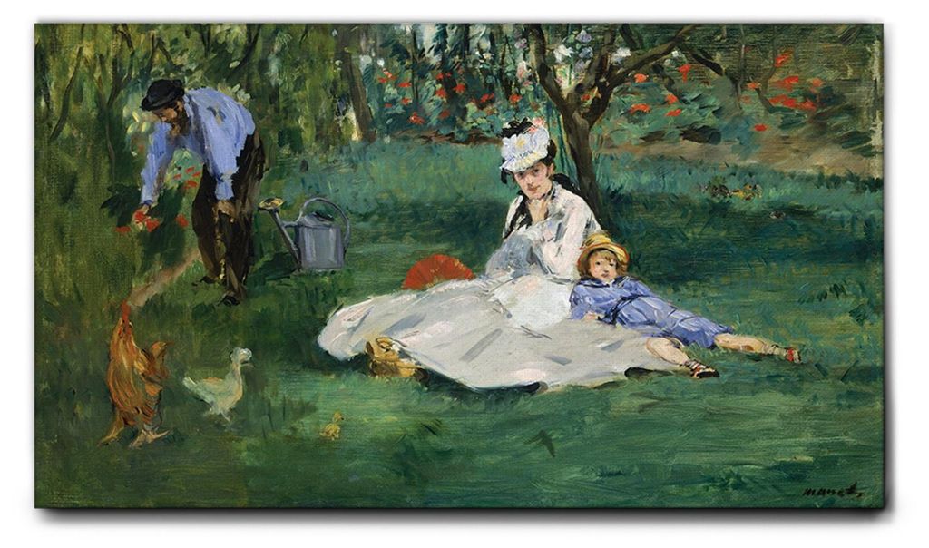 Giallobus - Monet Familie im Garten - Claude Monet - 140L x 80B cm - Bild - Leinwand mit Standardrahmen