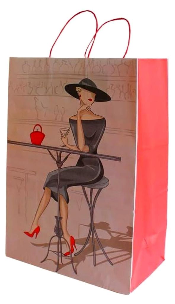 Papiertragetaschen mit roter Kordel "Elegance" 22 + 10 x 28 cm (50 Stück)