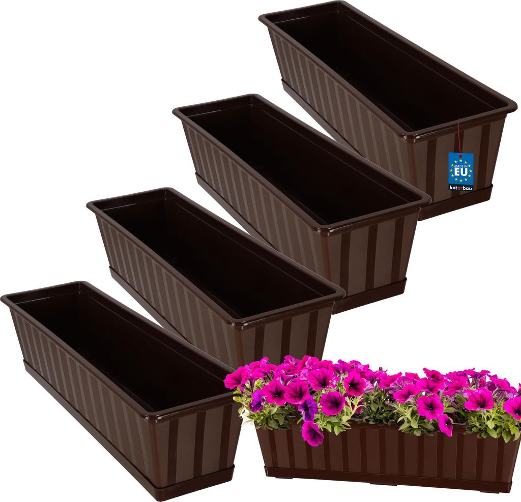 KOTARBAU® 4 pezzi Fioriera da Esterno PVC 60x18x14cm Immagine del prodotto 
