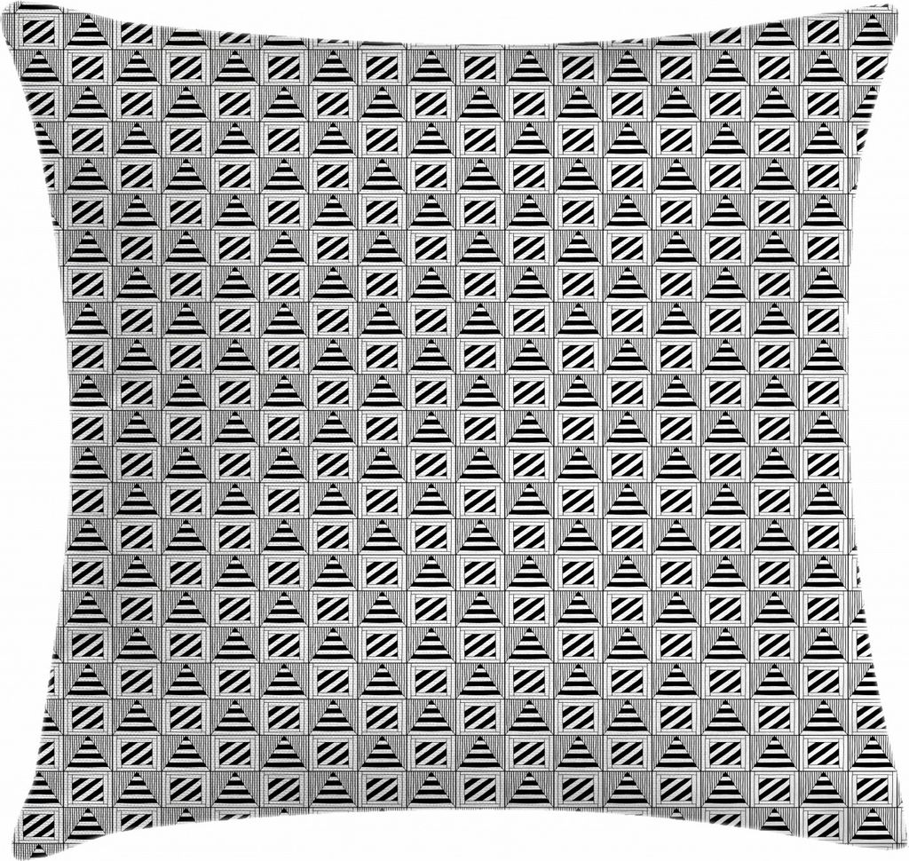 ABAKUHAUS Schwarz und weiß Kissenbezug, dreieckförmigen Linien, mit Reißverschluss Waschbar Beidseitiger Digitaldruck Klare Farben Hochwertige S...