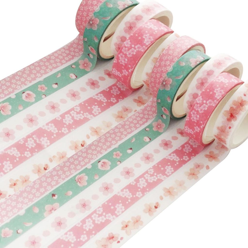 Blumen-Washi-Tape-Set, 10 Rollen, 10 mm breit, dekorative Papierklebebänder mit Blumenmuster für Scrapbooking, Planer, DIY-Bastelarbeiten und Ges...
