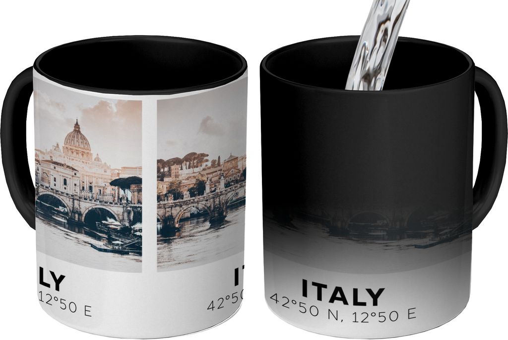 MuchoWow Zauber Tasse Zaubertasse Magic Italien - Brücke - Fluss 350 ml Farbwechsel Becher Geschenk Geschenkidee - Magic-Tasse - Fototasse - Ker...