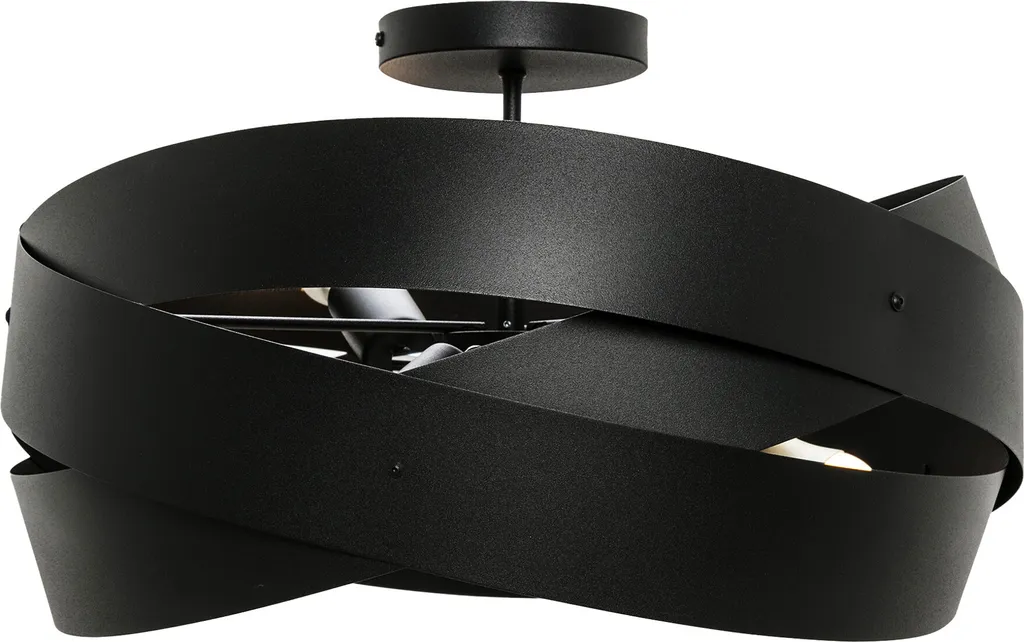 Plafonnier 3 Lumières TORNADO Noir en Métal 50cm Design Industriel Chic