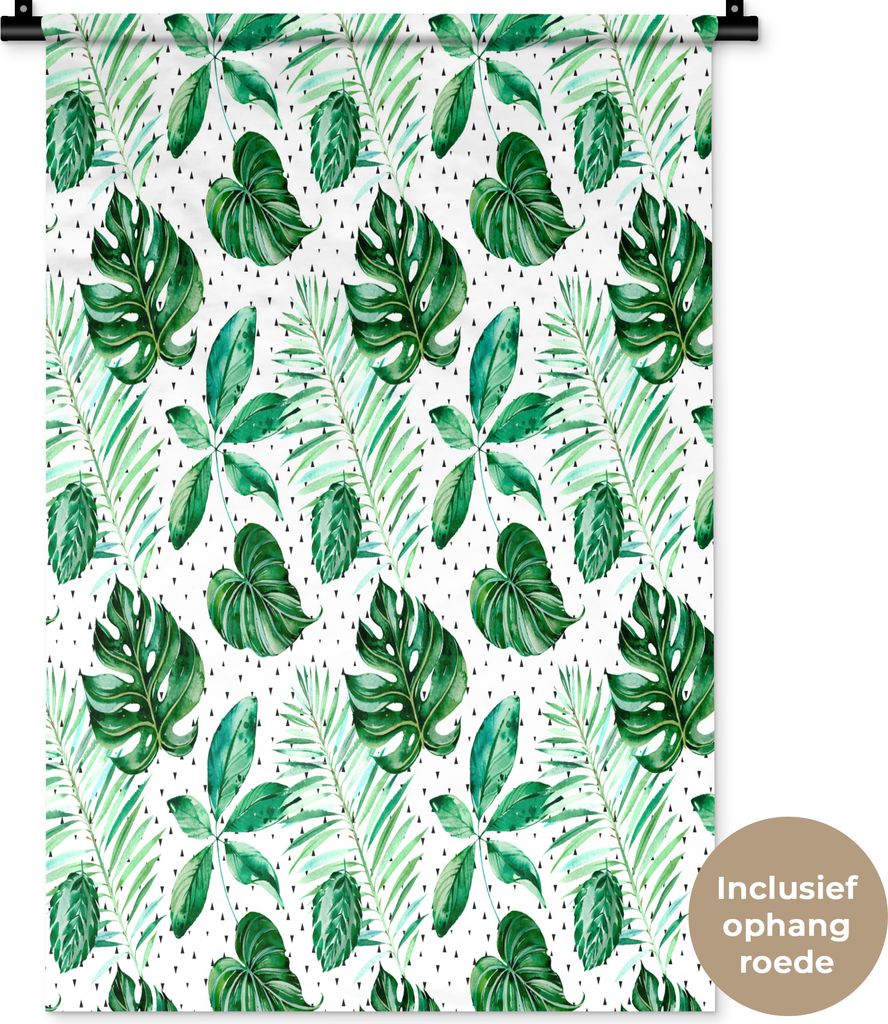 MuchoWow Wandteppich Wandbehang Vintage - Blätter - Punkte 60x90 cm Tapisserie Dekoration Wandtuch - Foto-Teppich - Abwaschbar