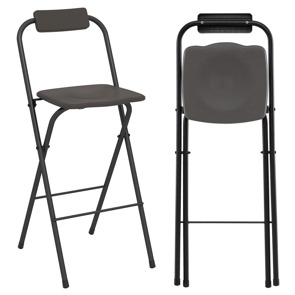 Two folding bar stools are shown from different angles against a white background.