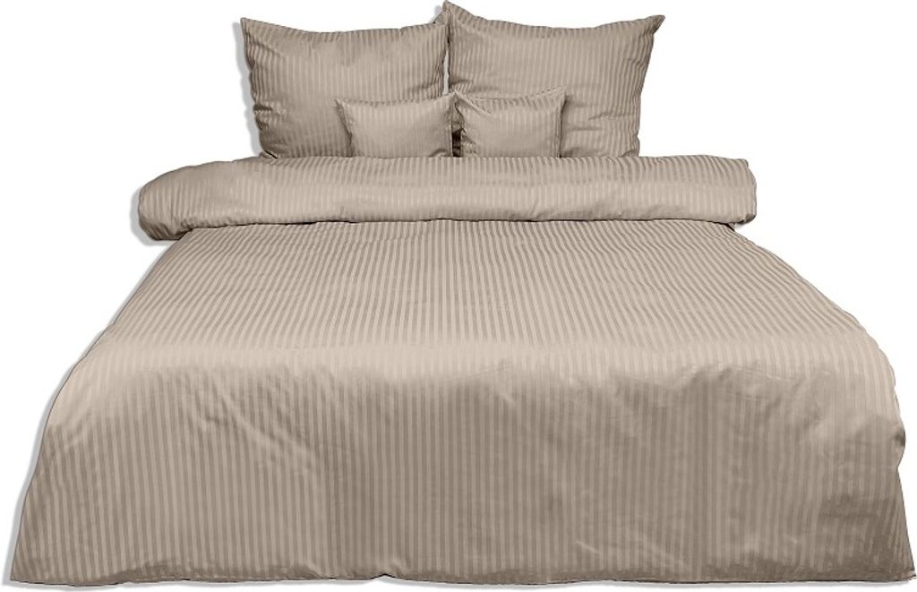Bettwäsche, Damast, 100% Baumwolle, hohe Qualität 160x200 Dunkelbeige