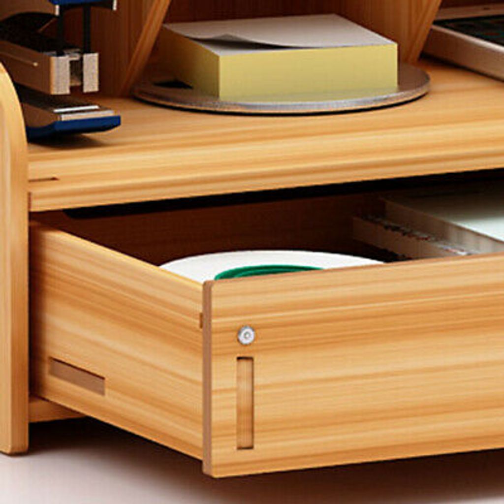 Schreibtisch-Organizer Bambus als Aufbewahrungsbox,Schreibtischbox mit Schublade 