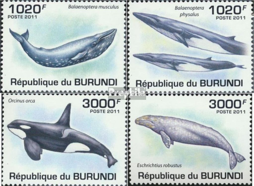 Briefmarken Burundi 2011 Mi 2038-2041 (kompl. Ausgabe) postfrisch Wale