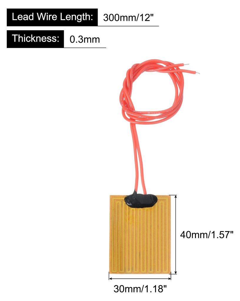 Heizfolie Heizplatte, 5V 1W Polyimid Heizpad, selbstklebende PI Heizelemente Folie 40mmx30mm Heizstreifen fš¹r konstante Temperatur, Packung mit ...