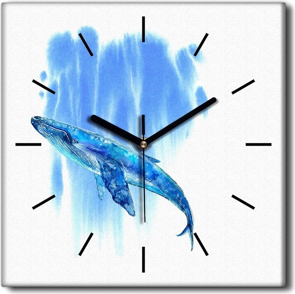Coloray Uhr auf Leinwand 30x30 cm Wand Uhr Dekoration Wohnzimmer Segeltuch schwarze Hände -Seewal-Ozean.