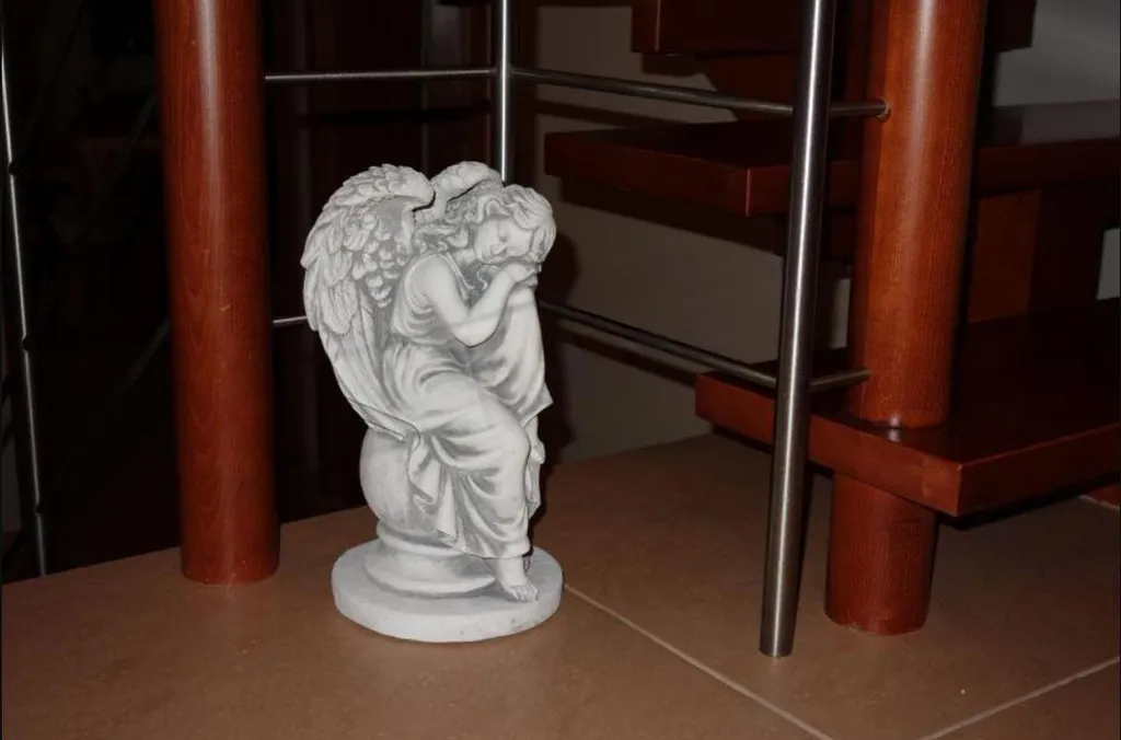 Sculpture Ange Design en Pierre 36cm Statuette Blanche Jardin S101158