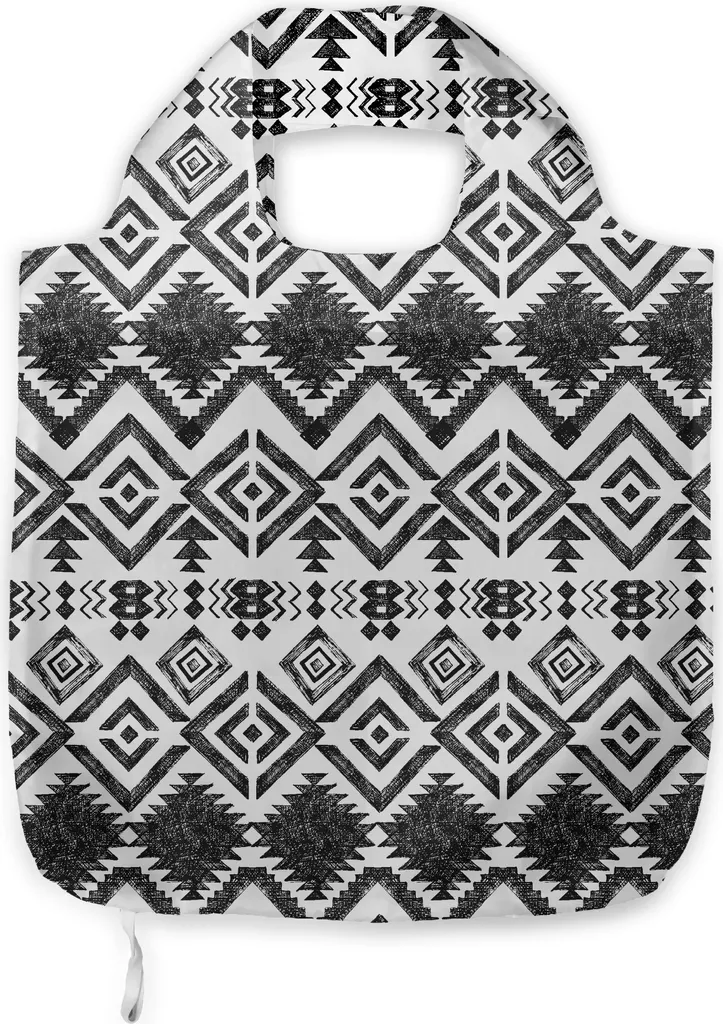 Shopper ABAKUHAUS Bianco Nero | Borsa Geometrica Urban Style per Università