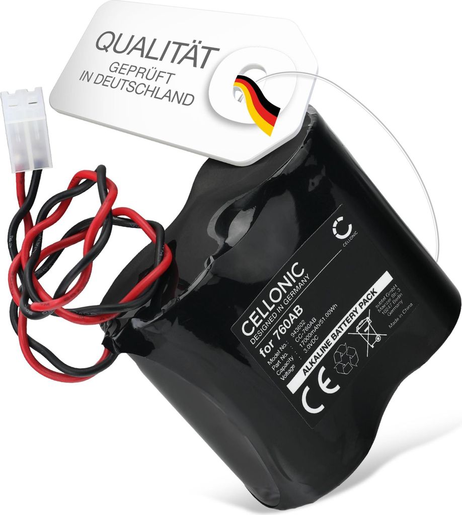CELLONIC 1x Akku für Haustechnik Kompatibel mit Abus FU2986, FU8220, FUSG50000, 760AB - (17000mAh, 3V)
