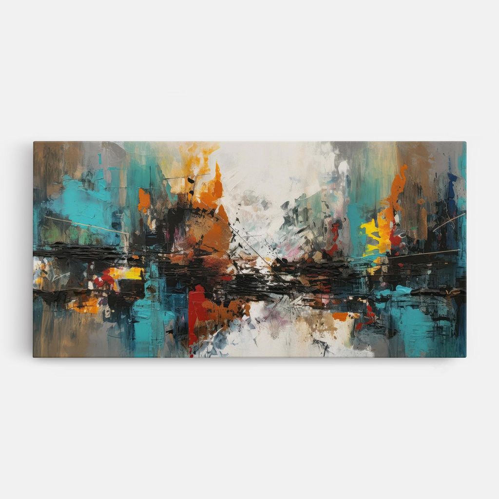 ARTHUB Leinwandbild 40x80 cm, Abstract City Painting | Wohnzimmerdekoration, Hängende Bilder, Wanddekoration, Heimdekoration, Abstrakte, Abstrak...