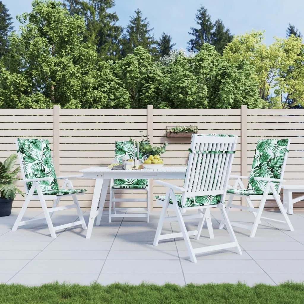 Set 4 Cuscini Sedia Giardino Schienale Alto - Motivo Tropicale Foglie