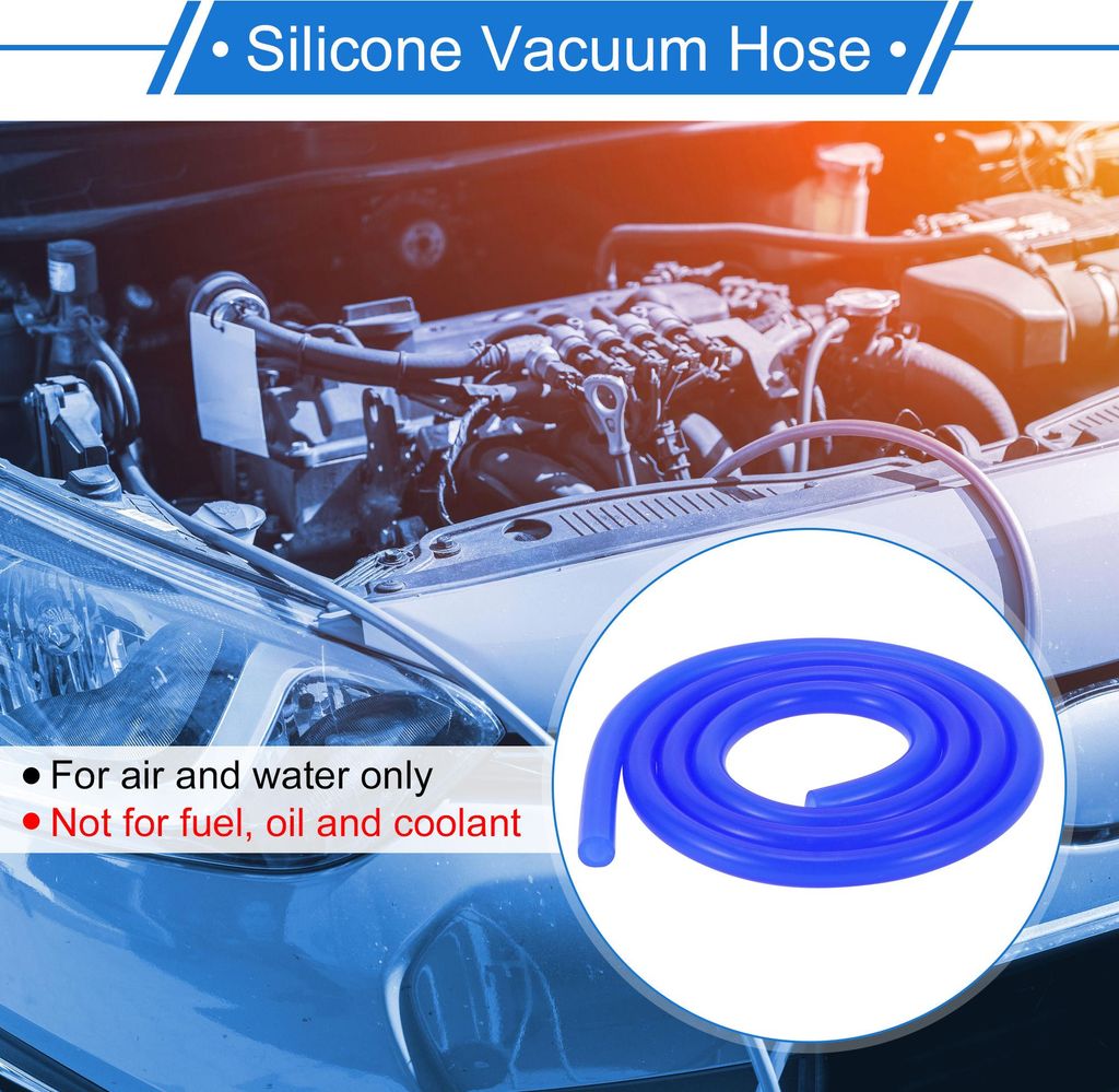 1 Stück Silikon-Vakuumschlauch 3,3 Fuß 3/16" 5mm ID 2mm Dicke Automobil-Vakuumschlauch Hochtemperatur Blau 130PSI Max Druck