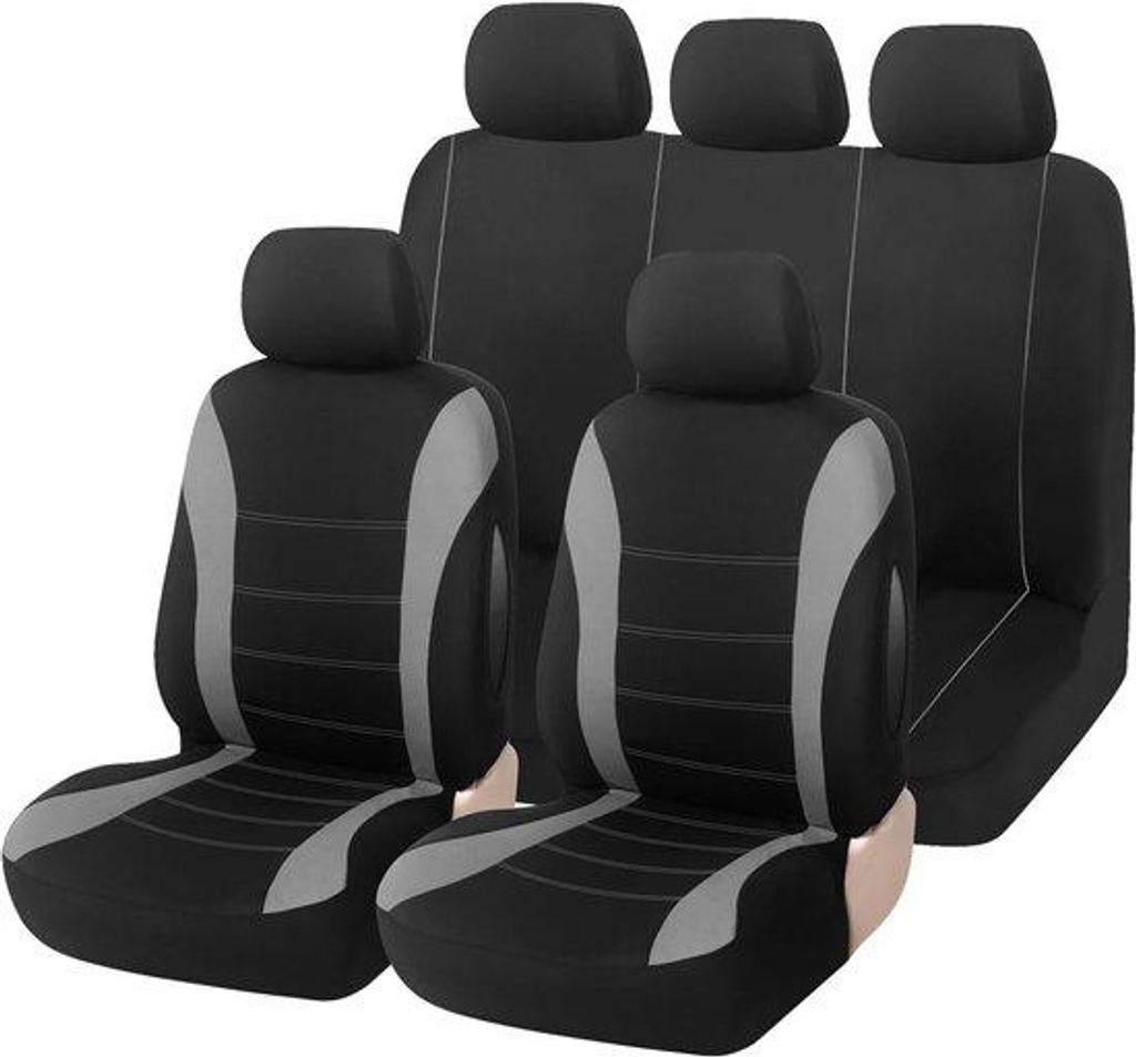 9er-Set für alle Fahrzeuge – 100% atmungsaktiv – Composite-Schaum – Airbag-kompatibel – Universal für Auto, SUV, Limousine, LKW – Grau