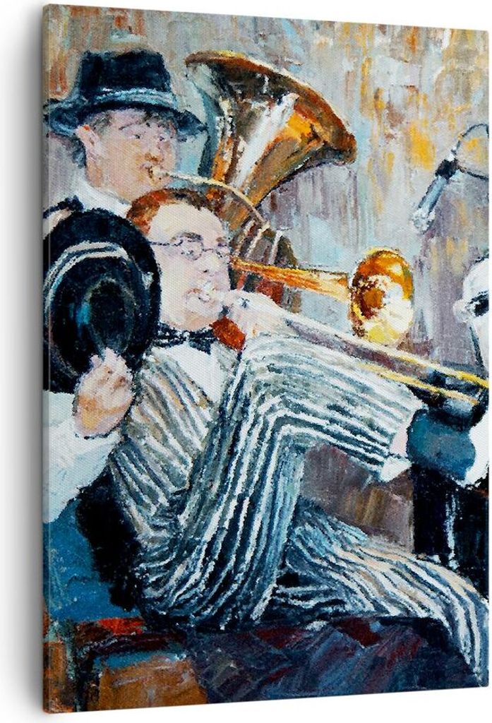 Bild auf Leinwand - Leinwandbild - Einteilig - Jazz Musik Musiker - 50x70cm - Wand Bild - Wanddeko - Wandbilder - Leinwanddruck - Wanddekoration - ...