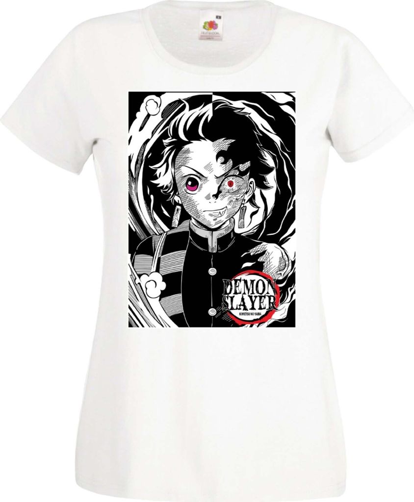 Damen T-Shirt Manga Anime Demon Anime Slayer Tanjiro Kamado 04 Tanjiro, Lady L / Weiß