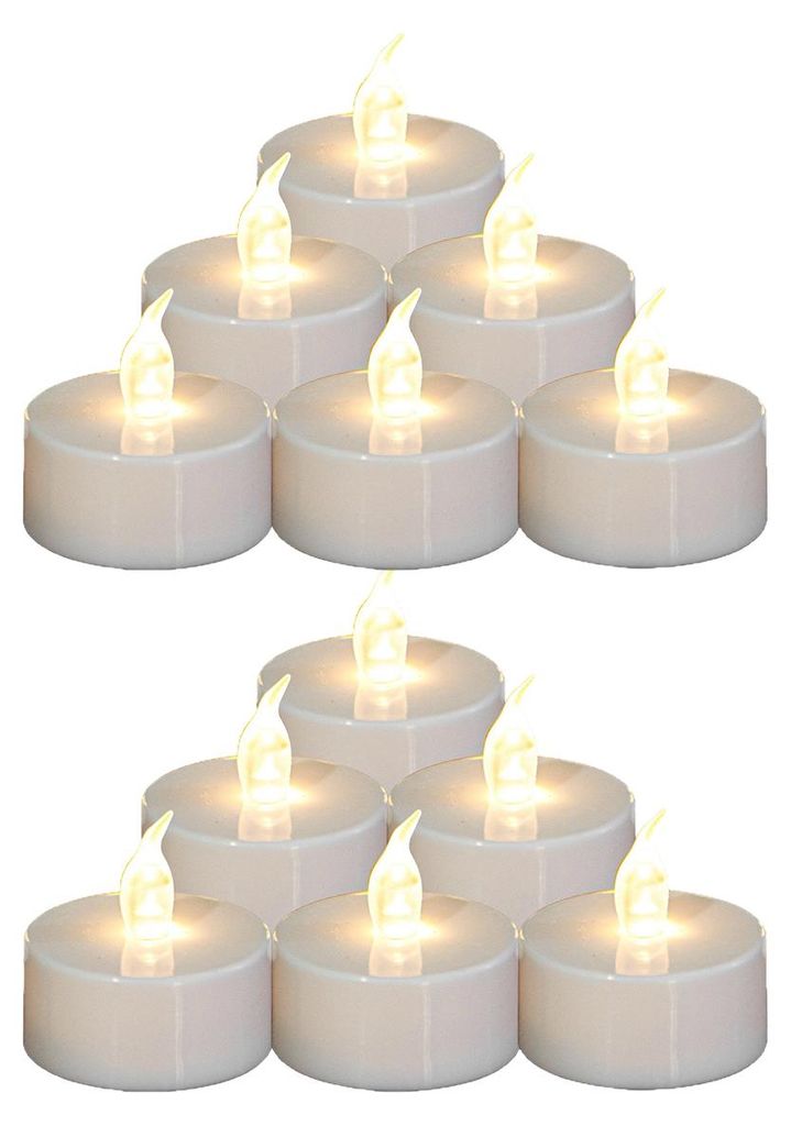 LED Tee Lichter Mit Fernbedienung 12 Stk, Flackerndes Flammeffekt, Warmweiß