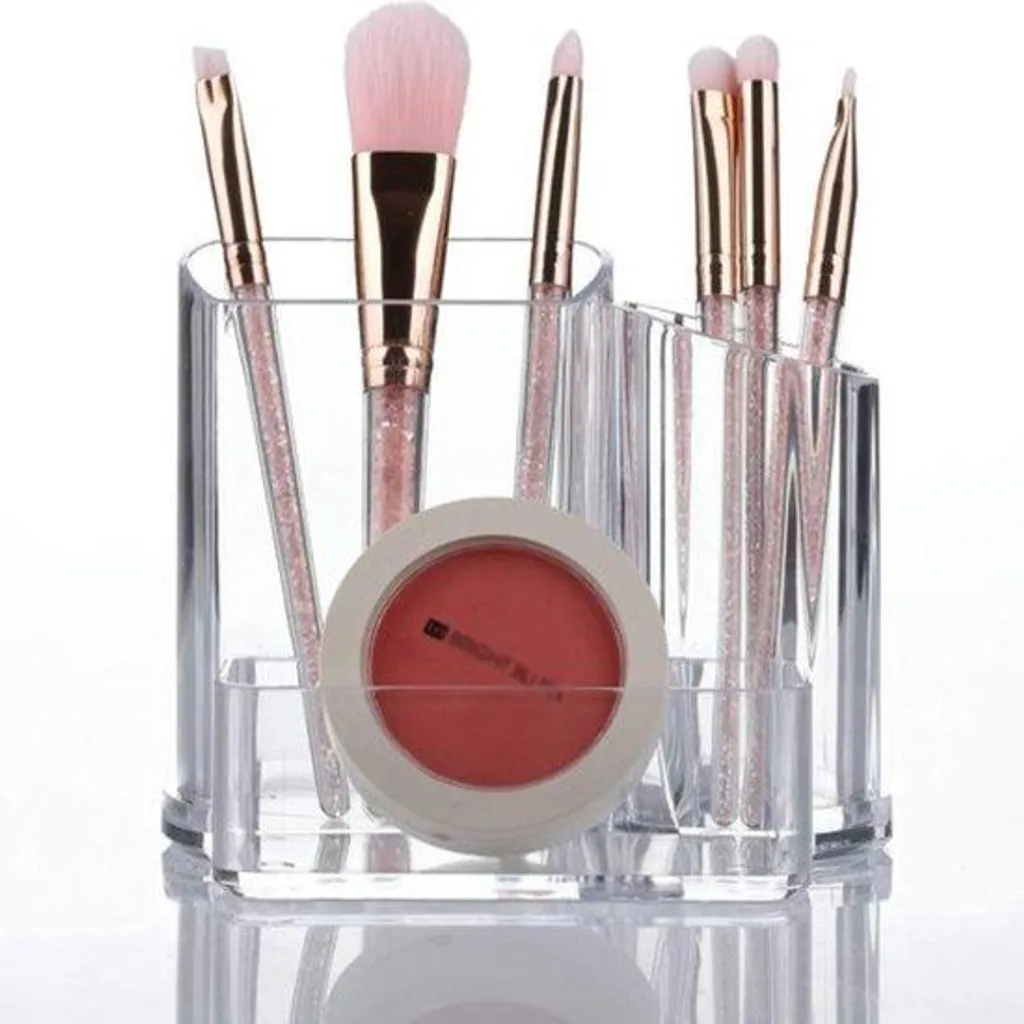 Boîte à maquillage acrylique robuste 3 compartiments format familial