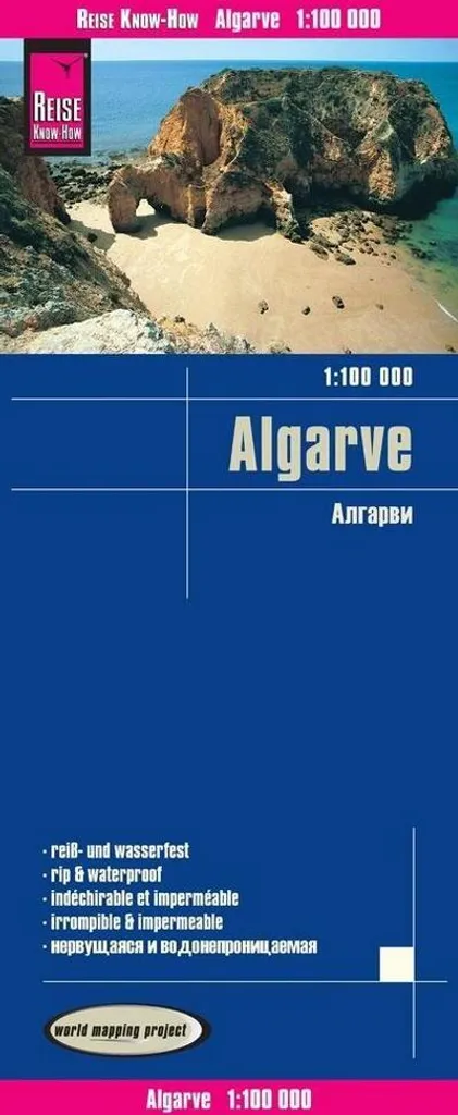 Carte routière Algarve 1/100 000 indéchirable pour voyage au Portugal