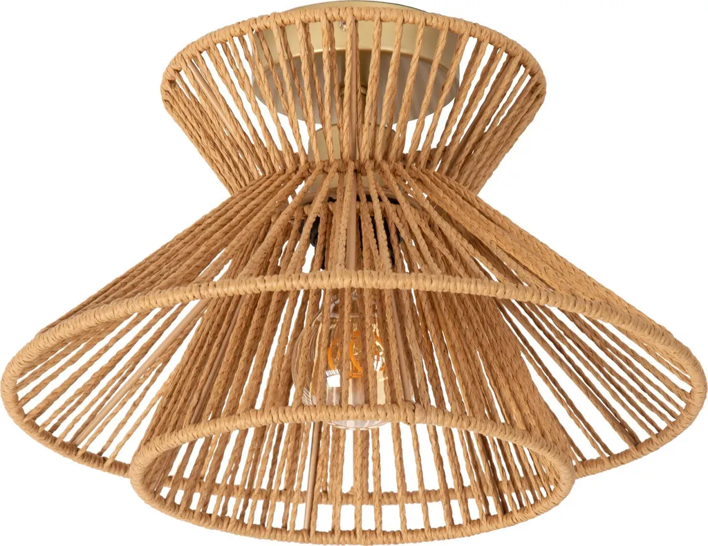 Lucide TASMAN Plafonnier Scandinave Papier Brun E27 60W - Design Naturel