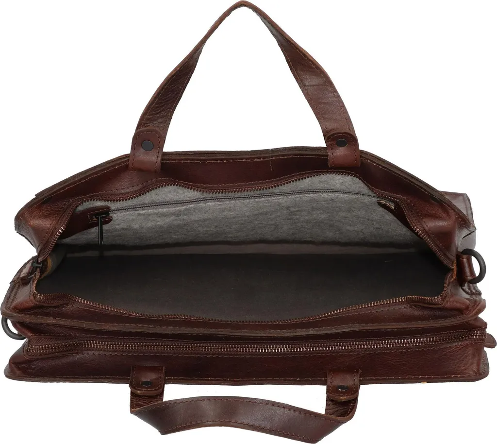 Mallette Cuir Double Compartiment Aberdeen Brown Marron Foncé de Qualité - 6