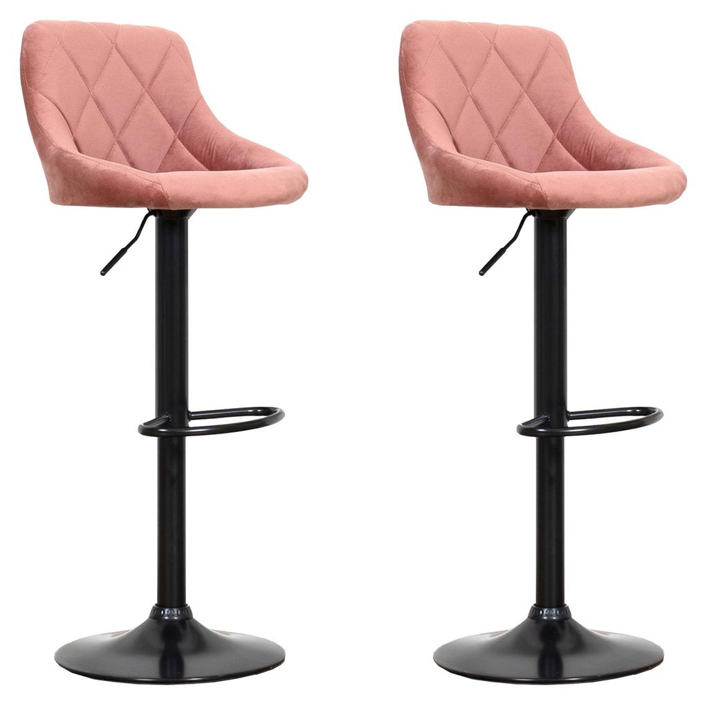 2erSet Barhockern aus rosa Samt ROBIN