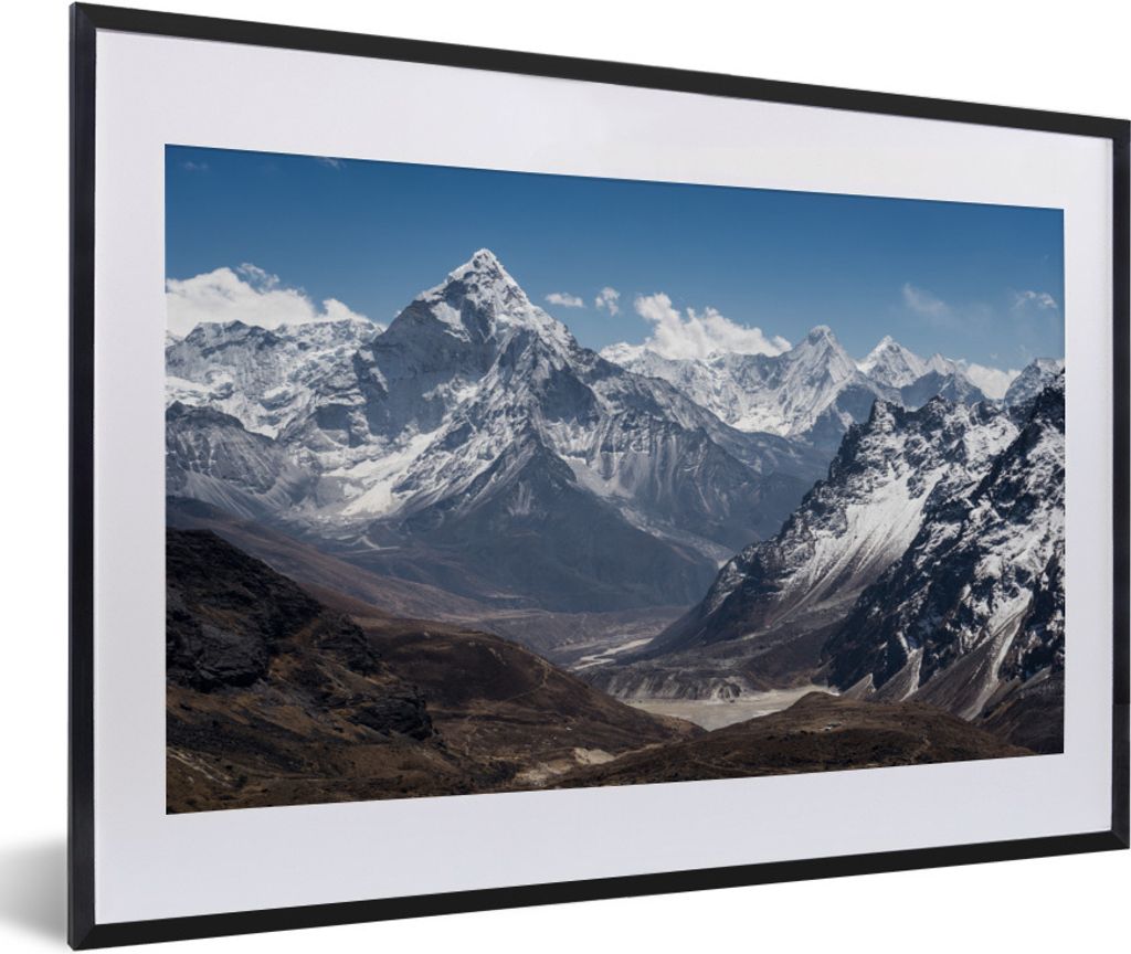 MuchoWow Gerahmtes Poster Der Berg Ama Dablam vom Chola-Pass aus, Himalaya, Nepal 60x40 cm - Poster mit Schwarzem Bilderrahmen Wandposter Rahmen ...