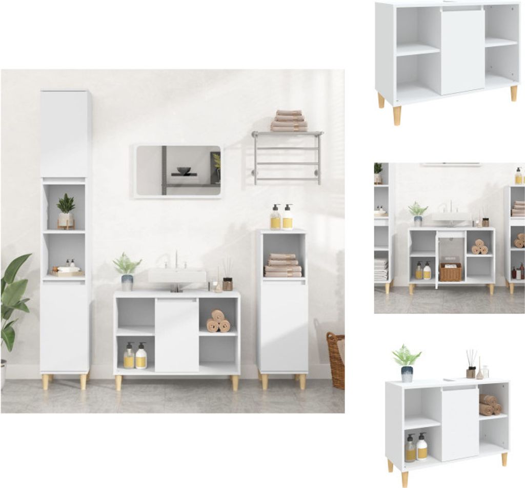 vidaXL Waschbeckenunterschrank Weiß 80x33x60 cm Holzwerkstoff - Badezimmerwaschtische