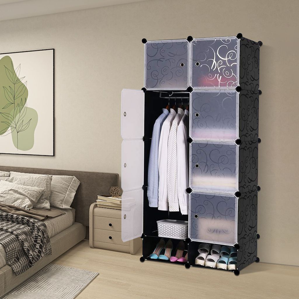 DIY Kleiderschrank Kleiderschrank Steckregal 167x76x37cm Kunststoff Kleiderschrank