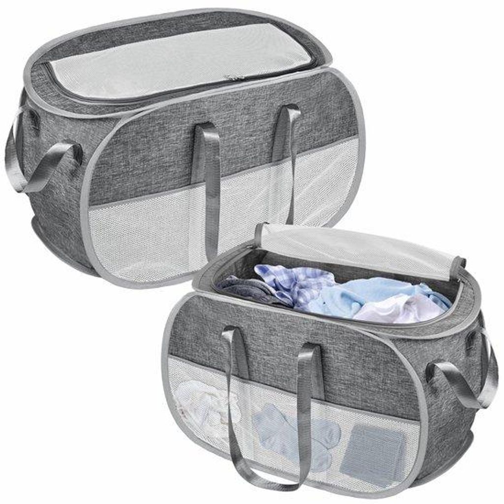 Graue 2er-Pack Opvouwbare Wäschekörbe, 74L