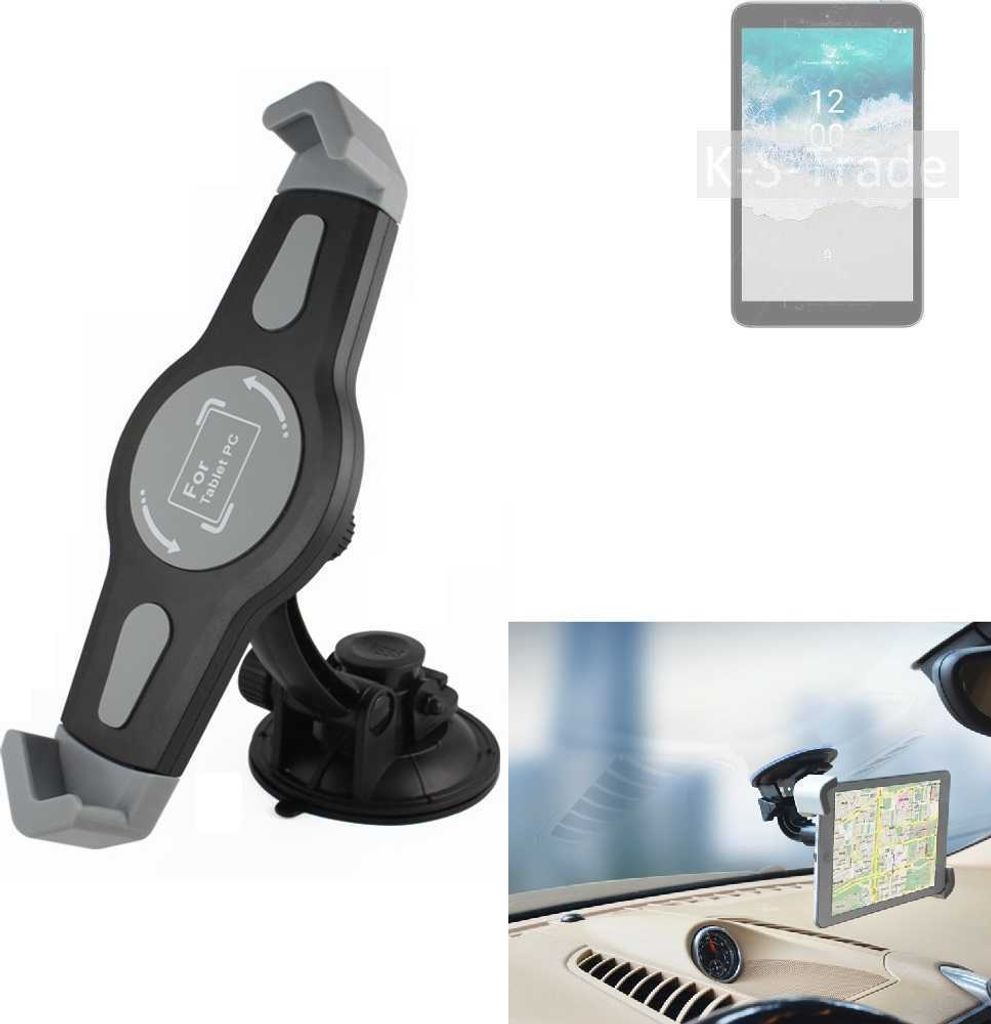 K-S-Trade Scheiben-Halterung für Tablets kompatibel mit Nokia T10 LTE KFZ Tablet Saugnapf Auto Halterung Windschutzscheibe Holder Halter