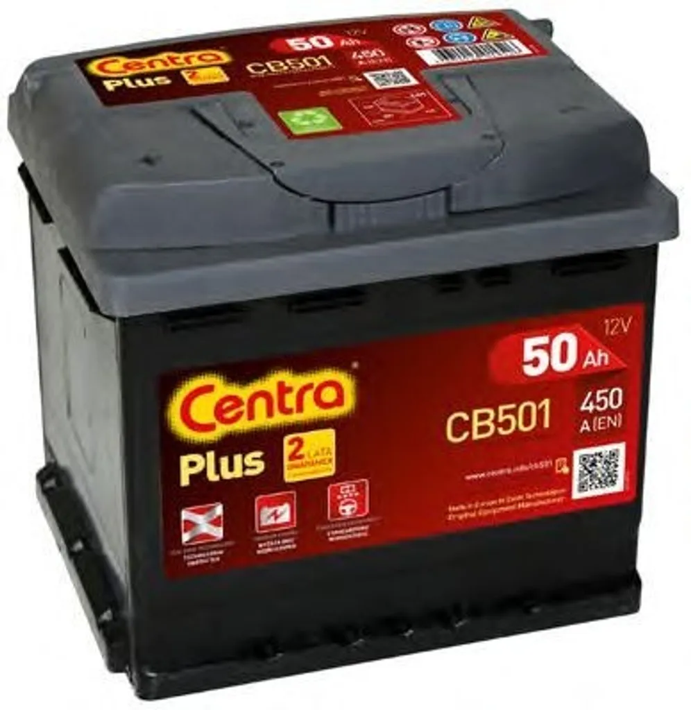 Batterie Centra Plus 12V 50Ah 450A avec technologie de grille plomb