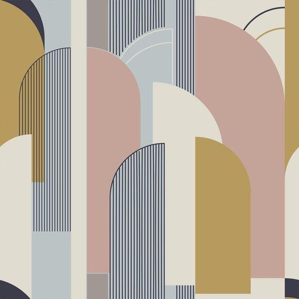 Unyqoos Selbstklebende geometrische Tapete in Pink und Grau für moderne Innenräume