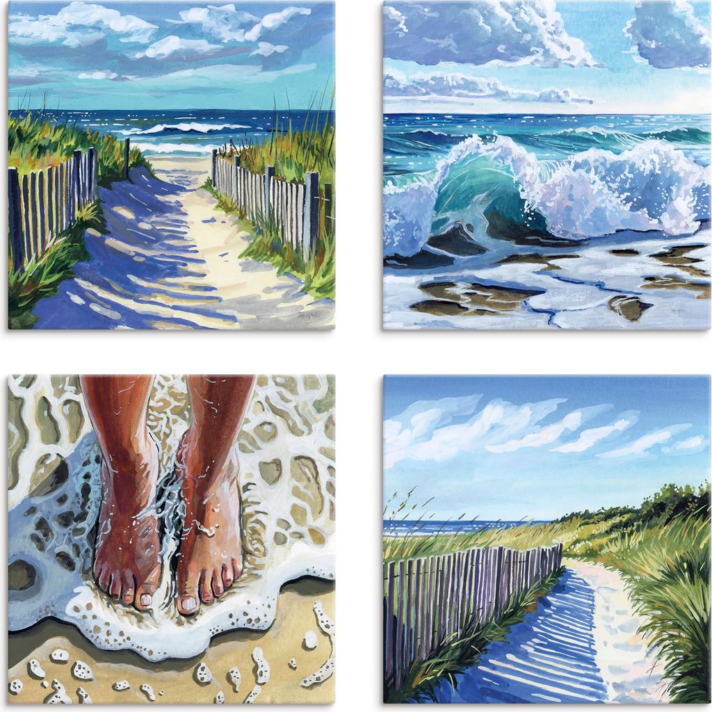 ARTland Leinwandbilder Set, 4tlg. To the beach Größe: 40x40 cm