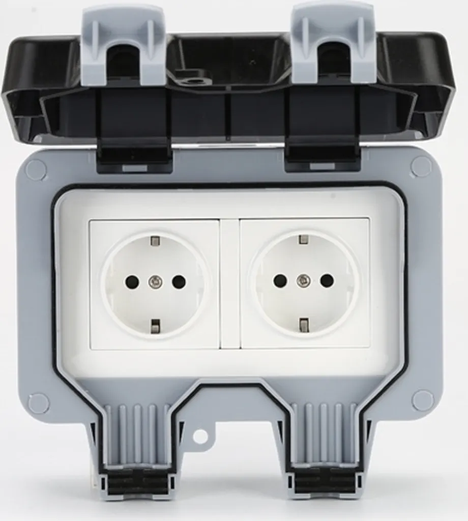 Prise à double d'alimentation électrique extérieure INF IP66 Gris 16A