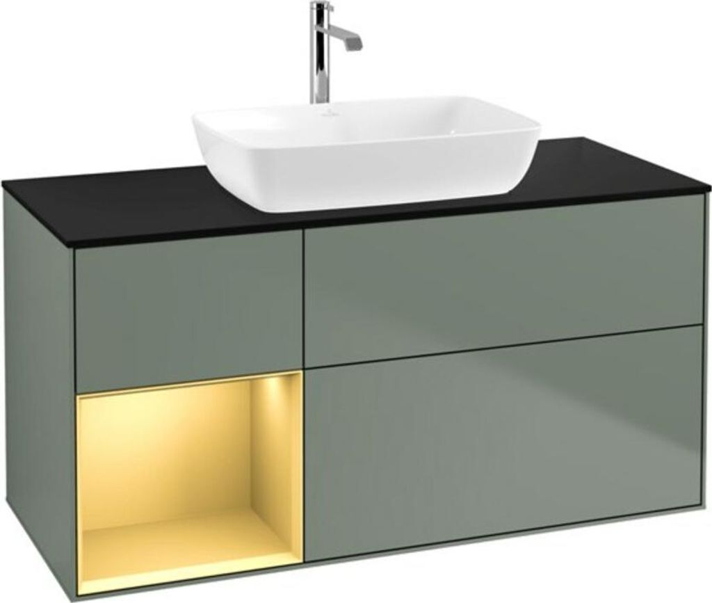V&B Waschtischunterschrank Finion 120cm, Pl b m, Reg gol m Lac, Oli. m Lac