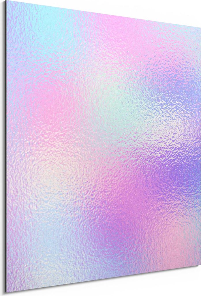 DEQORI Alu-Dibond Bild Weiß 50x50 cm 'Milchglas vor Pastell' Wandbild Metall dünn Design