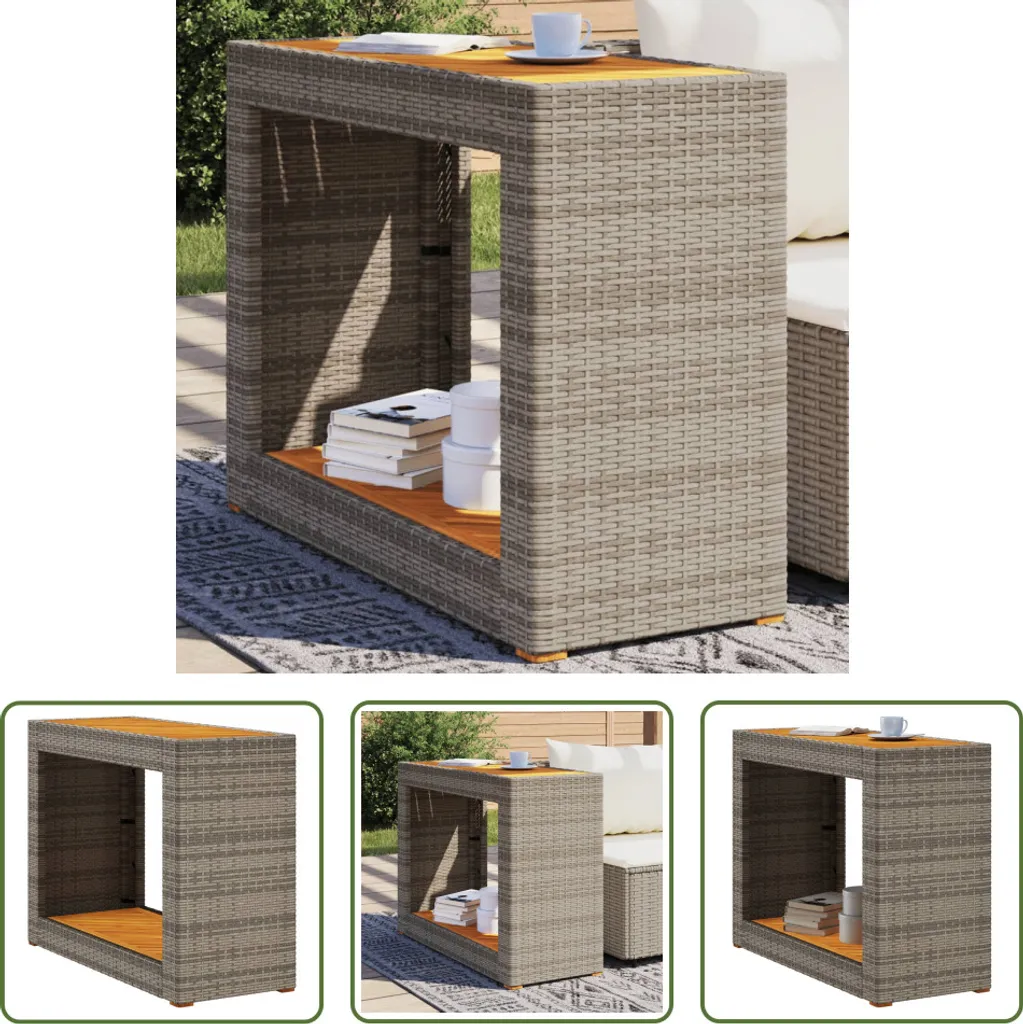 Tavolo Giardino Piano Legno Grigio Poly Rattan | Living Store Promo